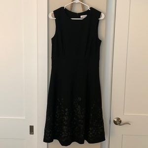 Calvin Klein embroidered fit & Flare black dress.